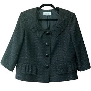 LeSuit pleated details cropped 3/4 sleeve blazer